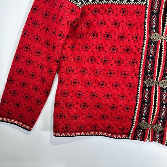 Cambridge apres ski wool cardigan Nordic clasp sweater jacket M - Picture 4 of 12